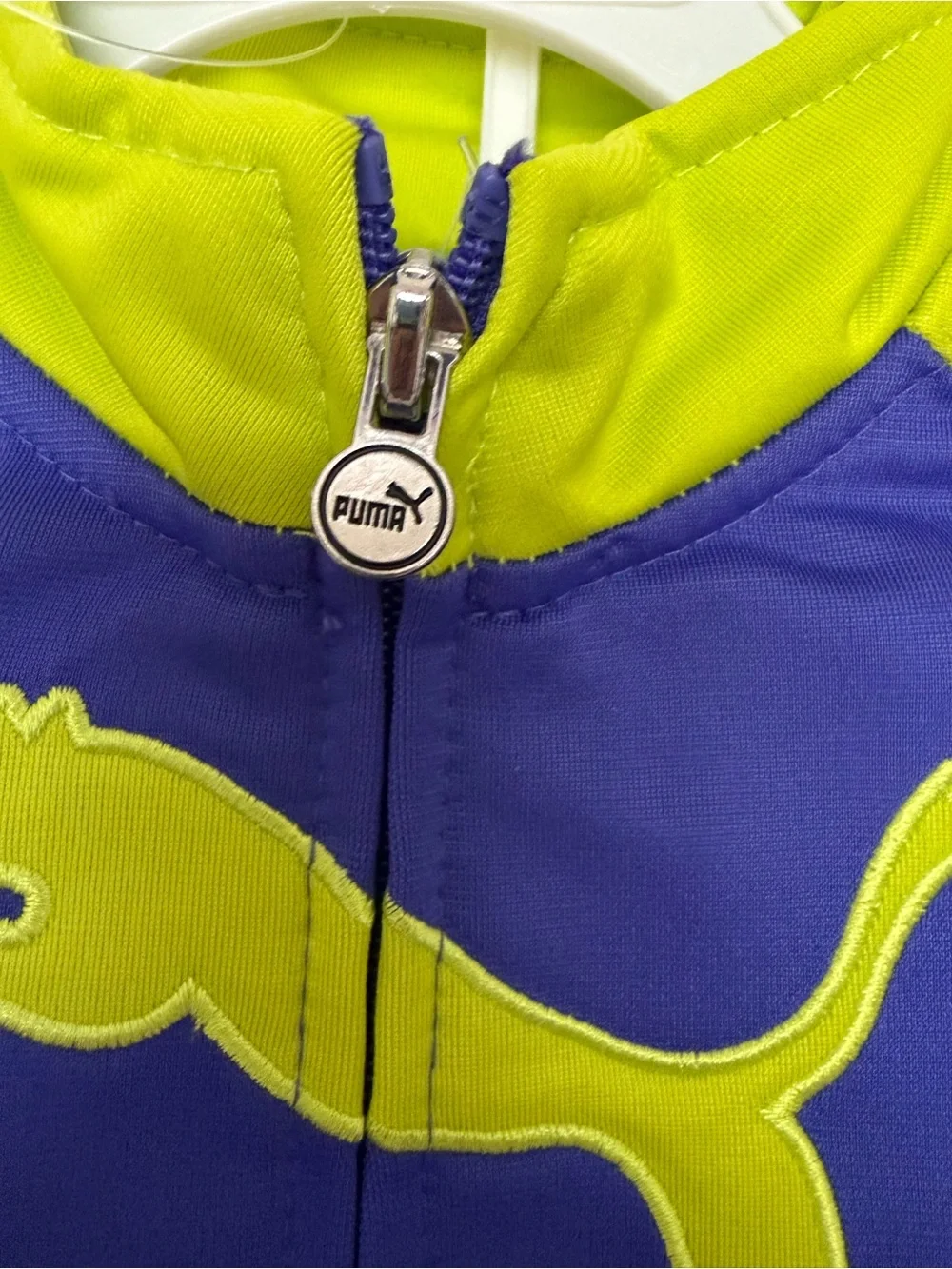 Puma Kids  Girl’s 24M Zip Track Set - Blue & Neon Green - Picture 4 of 8